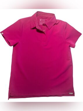 🩷Figs Nala Short Sleeve Collared Scrub Polo top. Size XS. Raspberry Sorbet. EUC